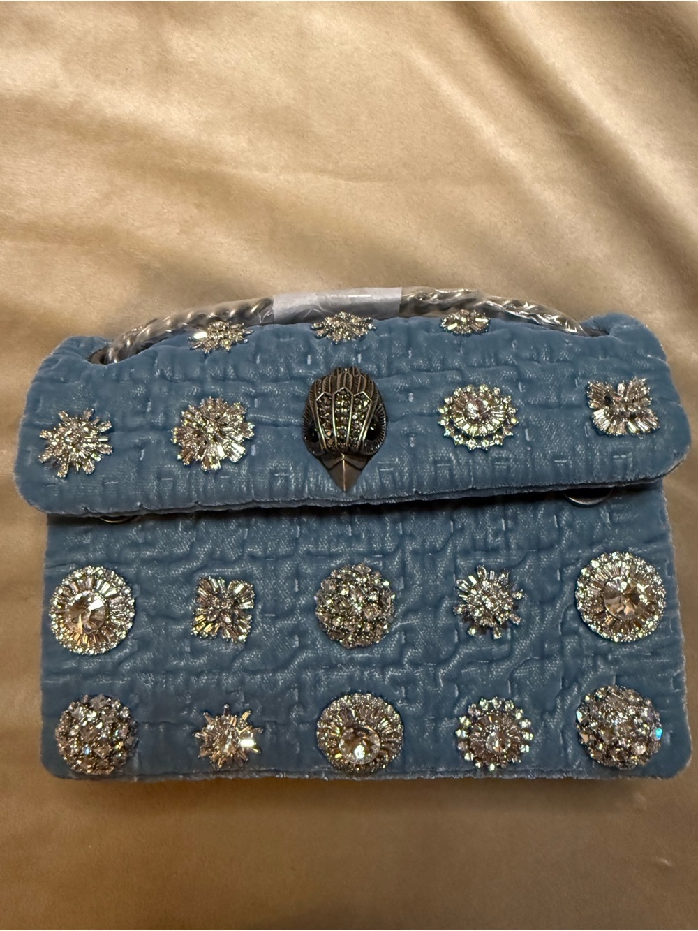 Kurt Geiger Mid Blue Luxury Crystal-Embellished Quilted Shoulder Bag 🔥SOLD OUT🔥
